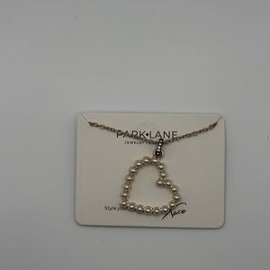 Park Lane Gold-Tone Heart Pendant with Ivory Pearls